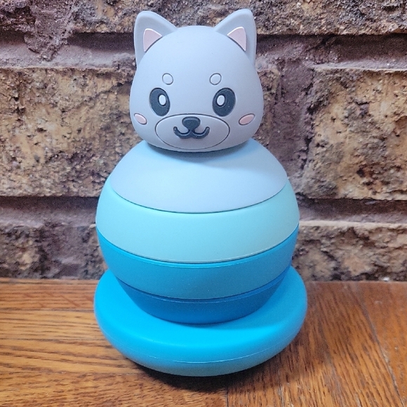 Elbebe Stacking Toy with Cute Animal Top - Gray and Blue - Picture 6 of 6